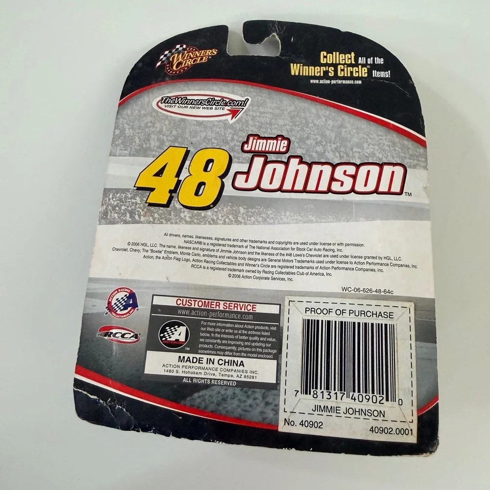 Winner's Circle Jimmie Johnson 48 Lowes NASCAR 1:64 Diecast Car with Hood Magnet